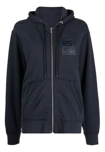 Raf Simons logo-patch zip-up hoodie - Blau