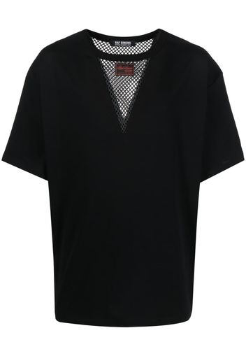 Raf Simons fishnet-panel short-sleeve T-shirt - Schwarz