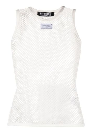 Raf Simons fishnet-knit round-neck top - Weiß