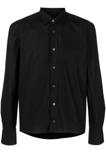 Raf Simons logo-patch long-sleeve cotton shirt - Schwarz