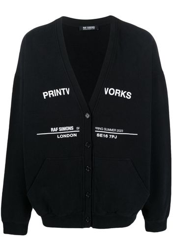 Raf Simons tour-print fleece cardigan - Schwarz