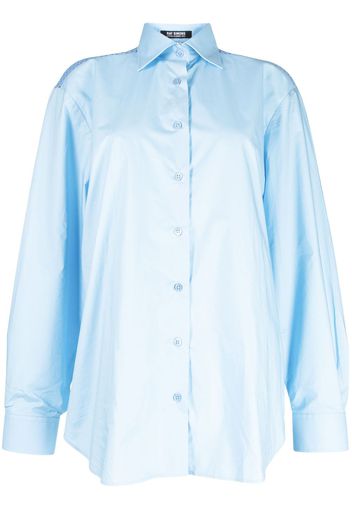 Raf Simons mesh-panel cotton-poplin shirt - Blau