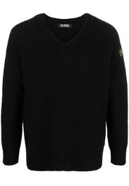 Raf Simons logo-patch V-neck jumper - Schwarz