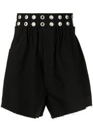 Raf Simons Jeans-Shorts mit Ösendetail - Schwarz