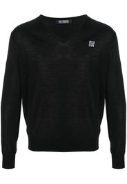 Raf Simons embroidered-logo merino wool jumper - Schwarz