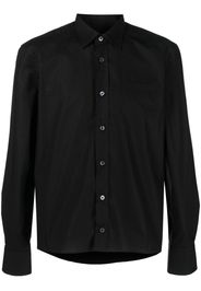 Raf Simons logo-patch long-sleeve cotton shirt - Schwarz