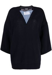 Raf Simons mesh-panel virgin wool jumper - Blau