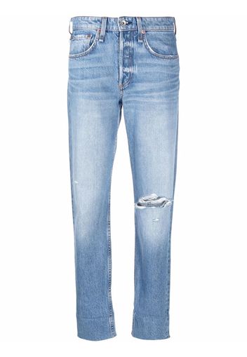 Rag & Bone Halbhohe Boyfriend-Jeans - Blau