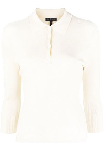 Rag & Bone Pacey ribbed-knit polo top - Nude