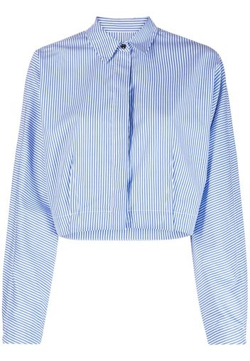 rag & bone striped long-sleeve cropped shirt - Blau