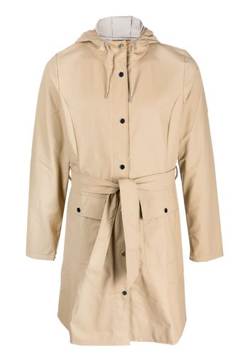 Rains belted hooded raincoat - Nude