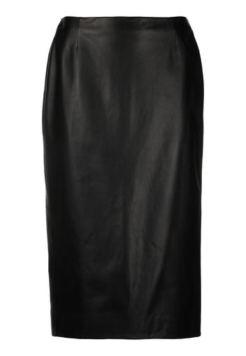 Ralph Lauren Purple Label fitted leather midi skirt - Schwarz