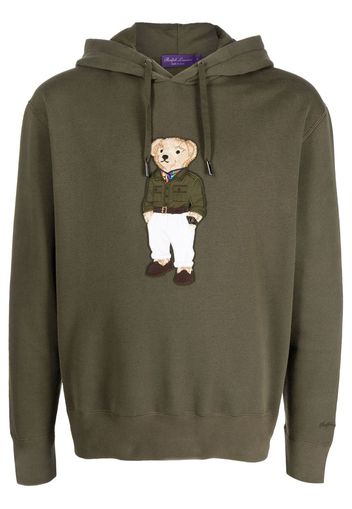 Ralph Lauren Purple Label bear-patch cotton-blend hoodie - Grün