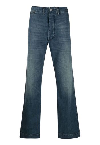 Ralph Lauren RRL Straight-Leg-Jeans mit Knitteroptik - Blau