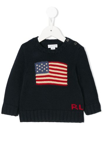 Ralph Lauren Kids Intarsien-Pullover mit USA-Flagge - Blau