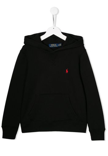 Ralph Lauren Kids Kapuzenjacke mit Logo-Stickerei - Schwarz