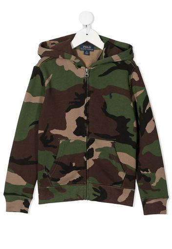 Ralph Lauren Kids Kapuzenjacke mit Camouflage-Print - Grün