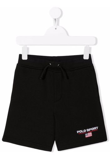 Ralph Lauren Kids Joggingshorts mit Logo-Stickerei - Schwarz