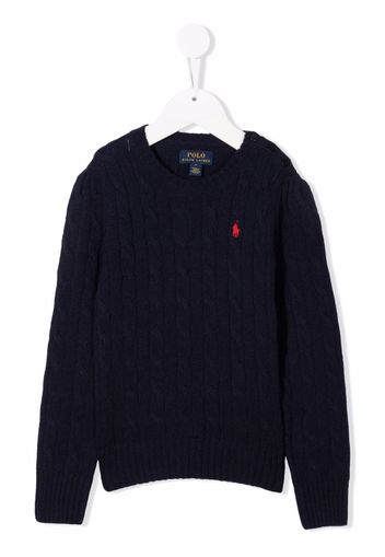 Ralph Lauren Kids Polo Pony Pullover mit Zopfmuster - Blau