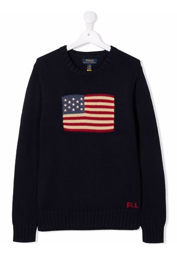 Ralph Lauren Kids flag long-sleeve jumper - Blau