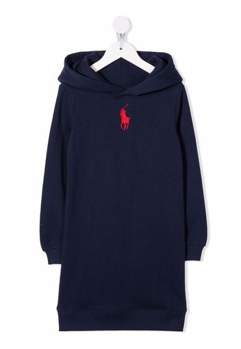 Ralph Lauren Kids logo-embroidered hoodie dress - Blau