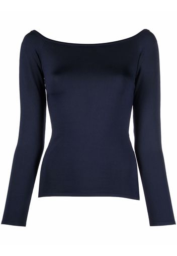 Ralph Lauren Collection long-sleeve fitted silk top - Blau