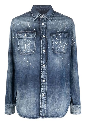 Ralph Lauren Collection paint-splatter denim shirt - Blau