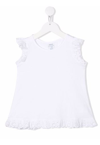 Ralph Lauren Kids floral-lace detail T-shirt - Weiß