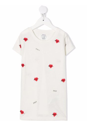 Ralph Lauren Kids cotton embroidered-heart T-shirt - Weiß