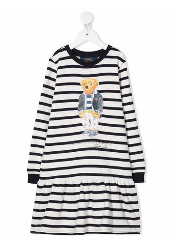 Ralph Lauren Kids Polo Bear striped dress - Weiß