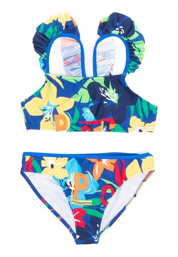 Ralph Lauren Kids floral-print two-piece bikini - Blau