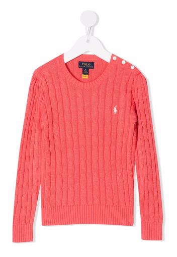 Ralph Lauren Kids Polo Pony cable-knit jumper - Rosa