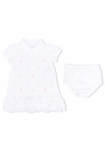 Ralph Lauren Kids embroidered-logo cotton dress - Weiß