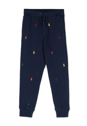 Ralph Lauren Kids Polo Pony-embroidered track pants - Blau