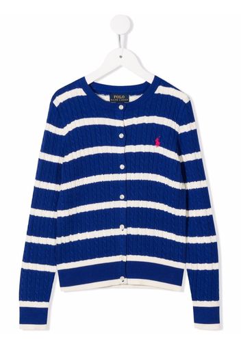 Ralph Lauren Kids Polo Pony striped cardigan - Blau