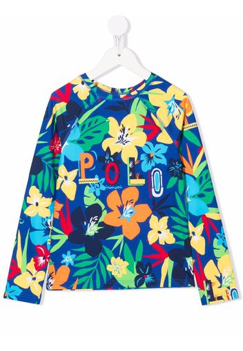 Ralph Lauren Kids vibrant floral logo T-shirt - Blau