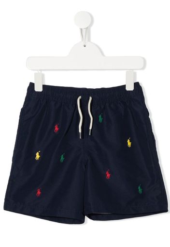 Ralph Lauren Kids Badeshorts mit Logo-Stickerei - Blau