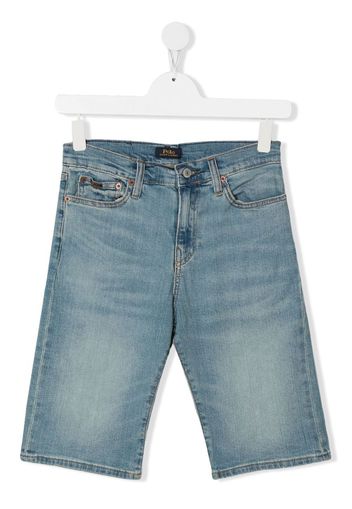 Ralph Lauren Kids Jeans-Shorts mit Logo-Patch - Blau