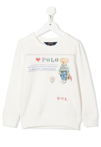 Ralph Lauren Kids Polo Bear logo-embroidered sweatshirt - Weiß