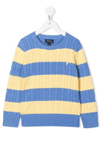 Ralph Lauren Kids striped cable-knit jumper - Gelb