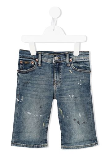 Ralph Lauren Kids paint-print denim shorts - Blau