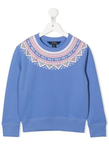 Ralph Lauren Kids geometric logo-print sweatshirt - Blau