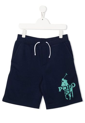 Ralph Lauren Kids logo-print detail shorts - Blau