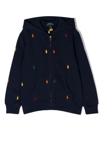 Ralph Lauren Kids Polo Pony embroidered zip-up hoodie - Blau