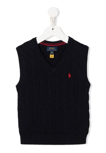 Ralph Lauren Kids embroidered-pony knit vest - Blau