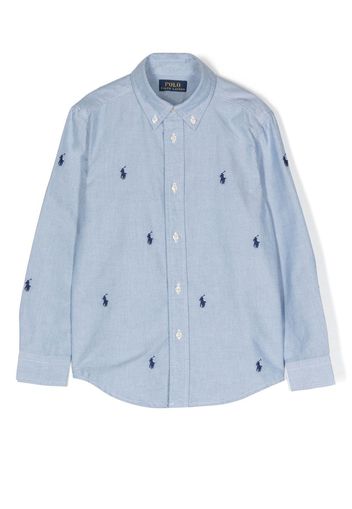 Ralph Lauren Kids Hemd mit Polo Pony-Stickerei - Blau