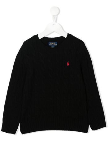 Ralph Lauren Kids Polo Pony cable-knit jumper - Schwarz