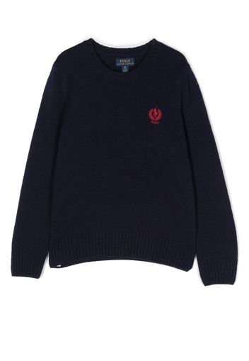 Ralph Lauren Kids logo-embroidered wool-cashmere jumper - Blau