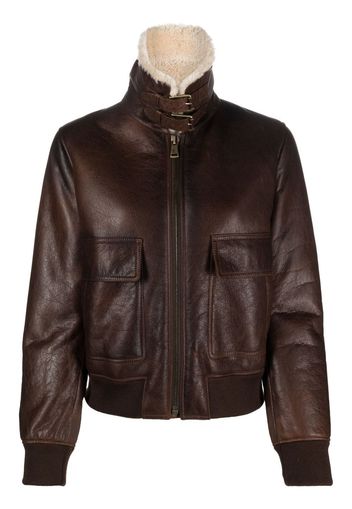 Ralph Lauren Collection Niketa Lederjacke mit Shearling-Futter - Braun