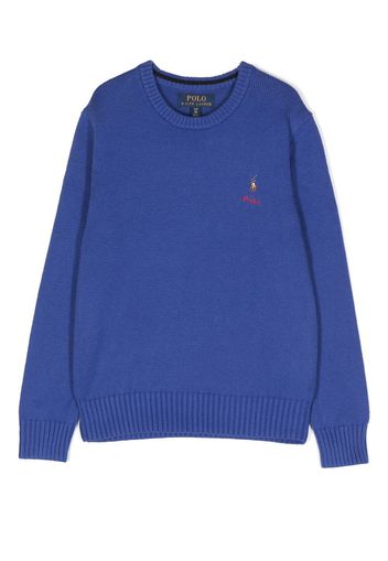 Ralph Lauren Kids embroidered-logo knitted jumper - Blau